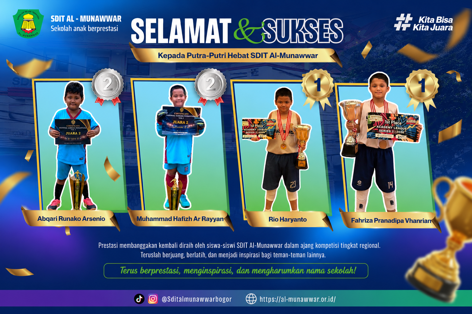 Selamat & Sukses, Prestasi Membanggakan Siswa SDIT Al-Munawwar!